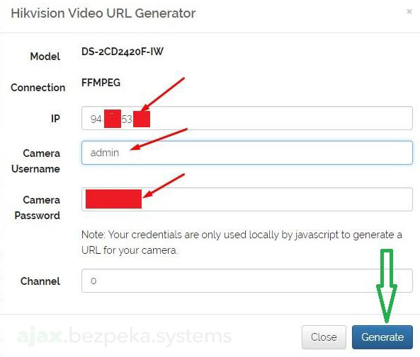 ajax ip camera connect