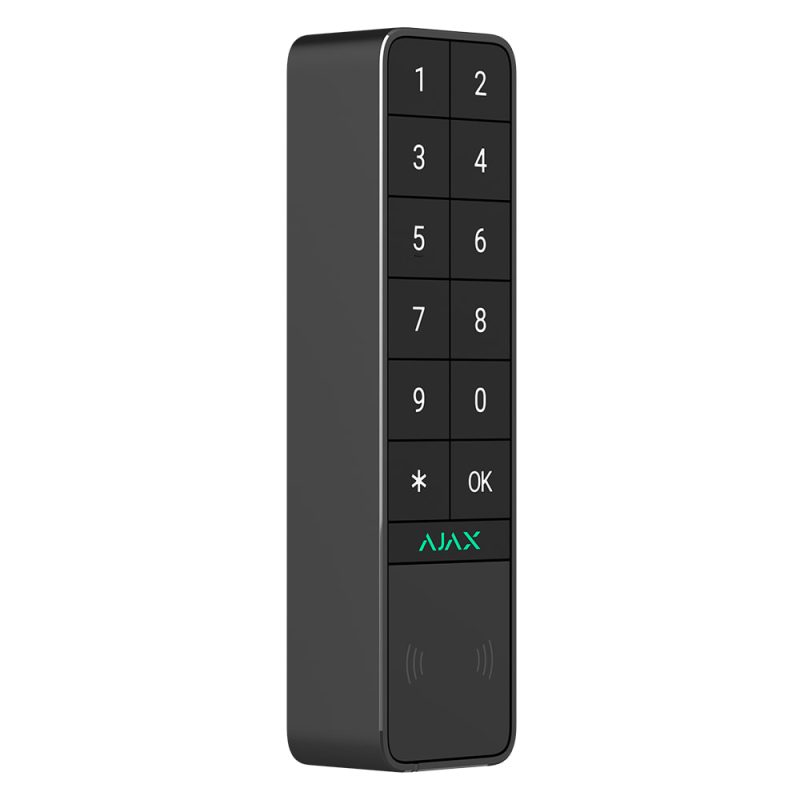 ajax-keypad-outdoor-jeweller-_0004_Render – Ajax KeyPad Outdoor Jeweller – black – front angled